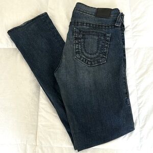 True Religion Blue Jeans - COBRA Mid-rise Straight Leg Sz27 SHORTEN